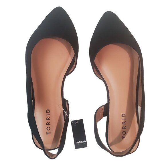 Torrid womens flat shoes 8W black solid color Slingback pointy toe new - Picture 11 of 12